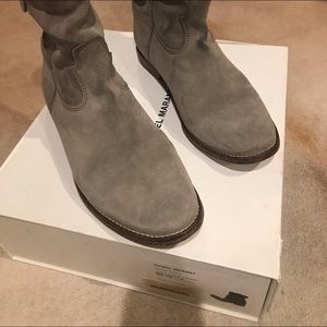 Isabel Marant Taupe Suede Western Ankle Boots